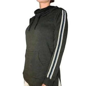 𝅺A&I Gray/White Striped Women's Long Sleeve Cowl Neck Sweatshirt EUC sx XL